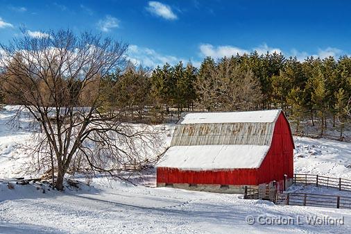 Red Barn In Winter_21427.jpg - Photographed near Playfairville, Ontario, Canada.